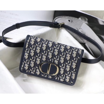 Dior 30 Montaigne 2 In 1 Pouch In Blue Oblique Canvas