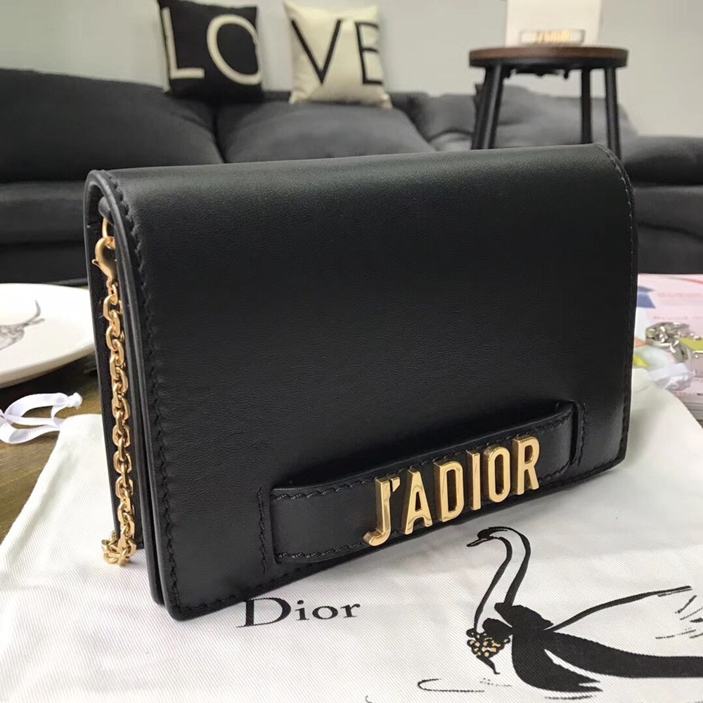 Dior Black J'Adior Wallet On Chain Pouch