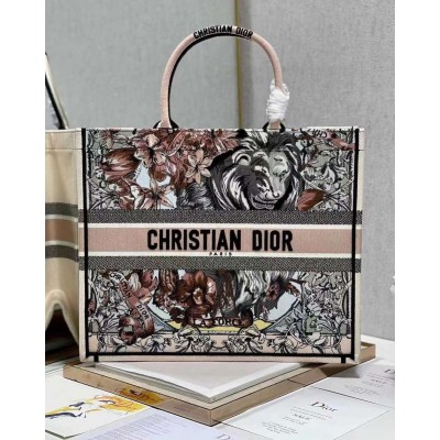 Dior Book Tote Bag In Multicolor La Force Embroidery