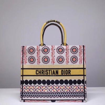 Dior Book Tote Bag In Multicolored Geometric Canvas