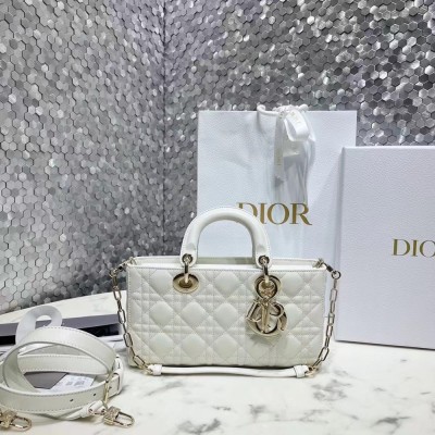 Dior Lady D-Joy Bag In White Cannage Lambskin