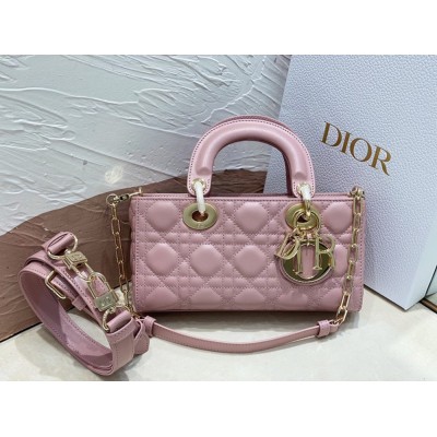 Dior Lady D-Joy Small Bag In Peony Pink Cannage Lambskin