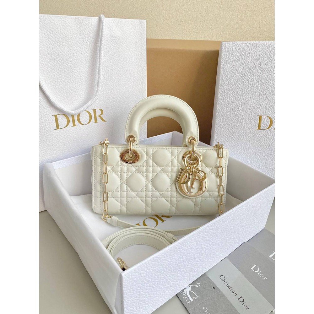 Dior Lady D-Joy Small Bag In White Cannage Lambskin