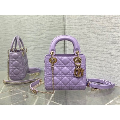 Dior Lady Dior Mini Bag with Chain in Lilas Cannage Lambskin