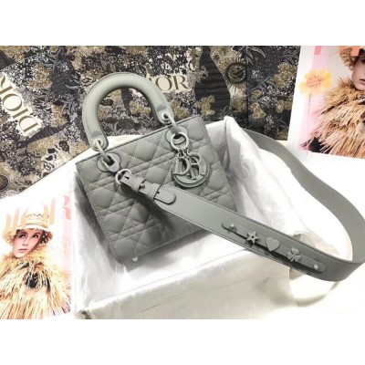 Dior Lady Dior My ABCDior Bag In Gray Ultramatte Calfskin