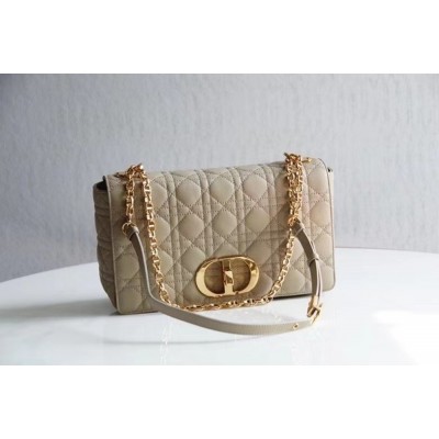 Dior Large Caro Bag In Beige Cannage Calfskin