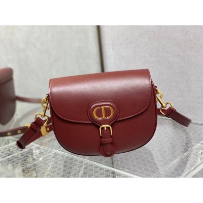 Dior Medium Bobby Bag In Bordeaux Calfskin