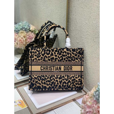 Dior Medium Book Tote In Beige Multicolor Mizza Embroidery