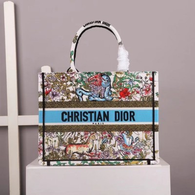 Dior Medium Book Tote In Latte D-Constellation Embroidery