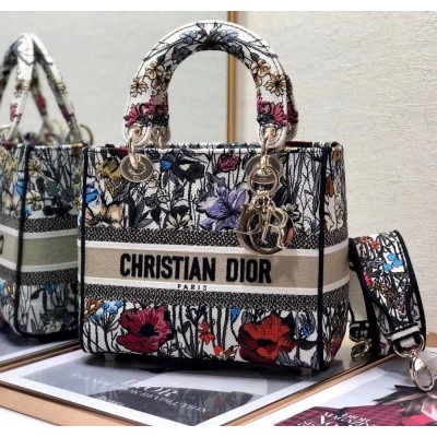 Dior Medium Lady D-Lite Mille Fleurs Embroidery Bag