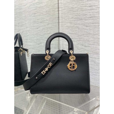 Dior Medium Lady D-Sire My ABCDior Bag in Black Bull Leather