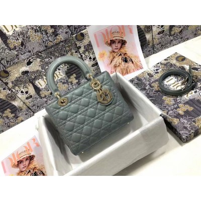 Dior Medium Lady Dior Bag In Grey Cannage Lambskin