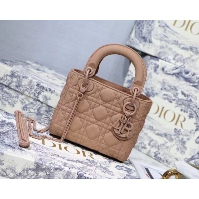 Dior Mini Lady Dior Bag In Blush Ultramatte Calfskin