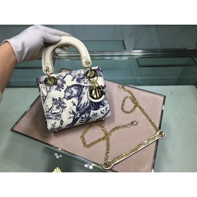 Dior Mini Lady Dior Bag With Toile De Jouy Printed