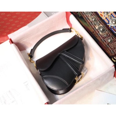 Dior Mini Saddle Bag In Black Calfskin