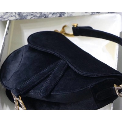 Dior Mini Saddle Bag In Black Velvet