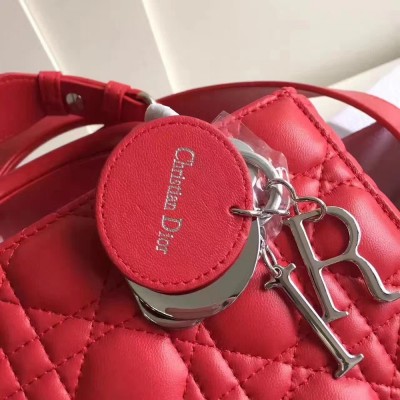 Dior My Lady Dior Bag In Red Lambskin