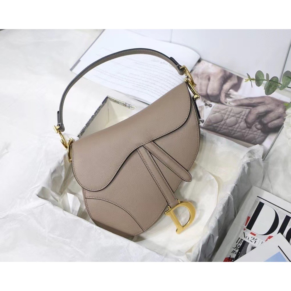 Dior Saddle Bag In Warm Taupe Grained Calfskin