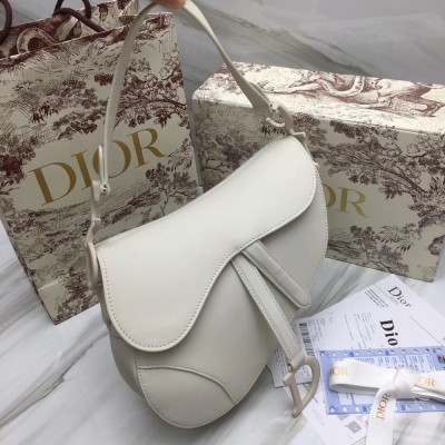 Dior Saddle Bag In White Matte Calfskin