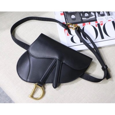 Dior Saddle Belt Bag In Black Smooth Calfskin