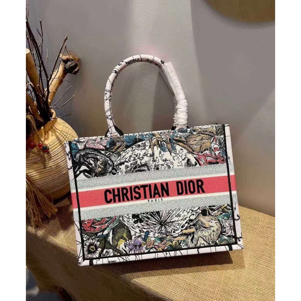 Dior Small Book Tote In Multicolor Dior Constellation Embroidery