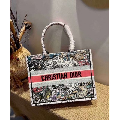 Dior Small Book Tote In Multicolor Dior Constellation Embroidery