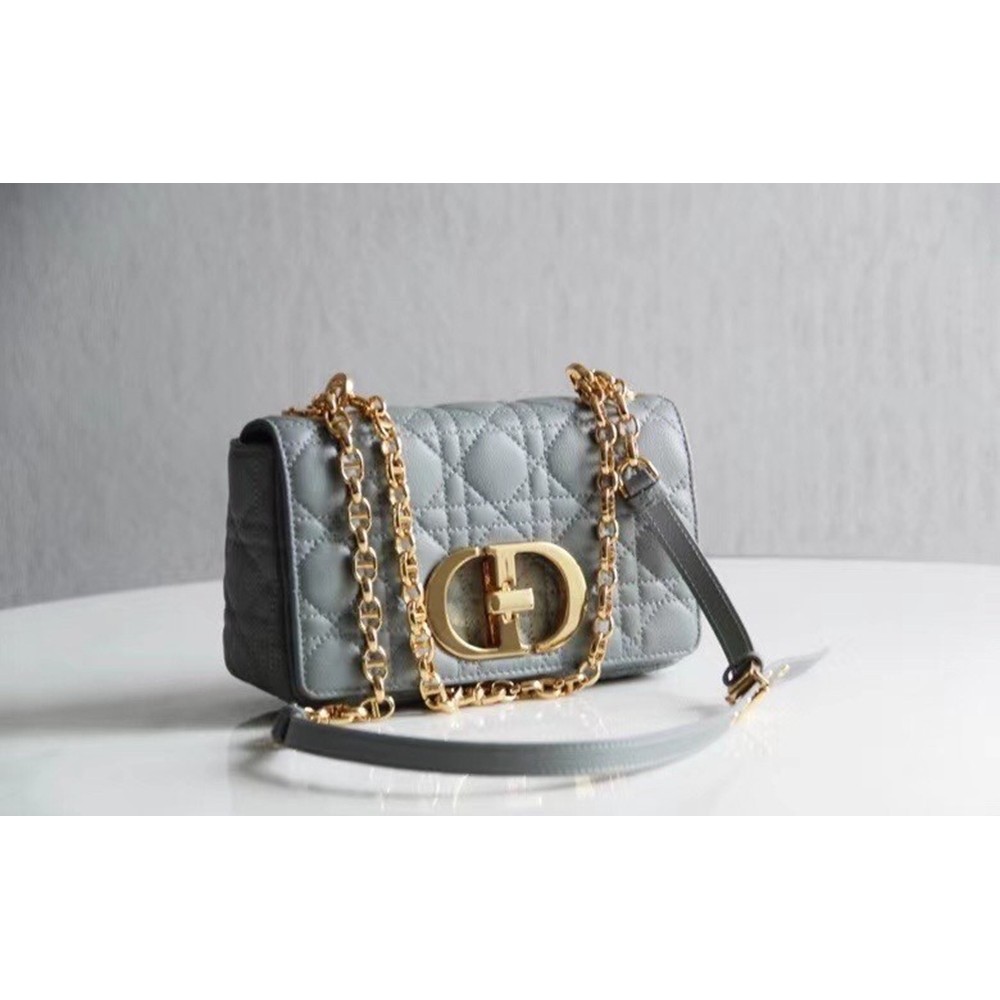 Dior Small Caro Bag In Cloud Blue Cannage Calfskin