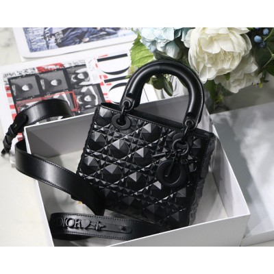 Dior Small Lady Dior My ABCDior Bag In Black Diamon Calfskin