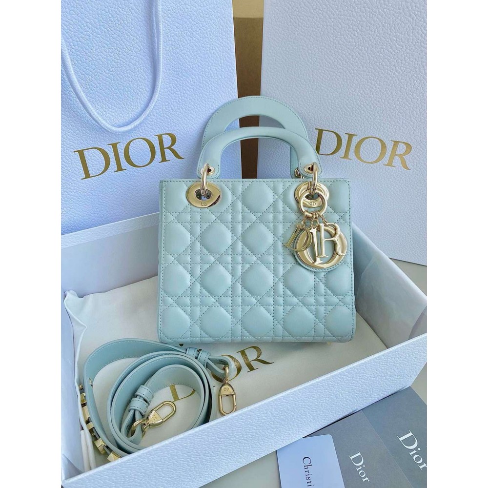 Dior Small Lady Dior My ABCDior Bag in Placid Blue Lambskin