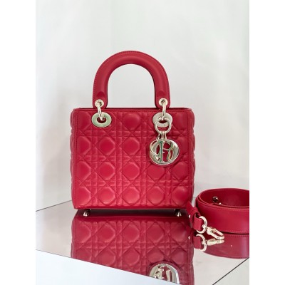 Dior Small Lady Dior My ABCDior Bag in Red Lambskin