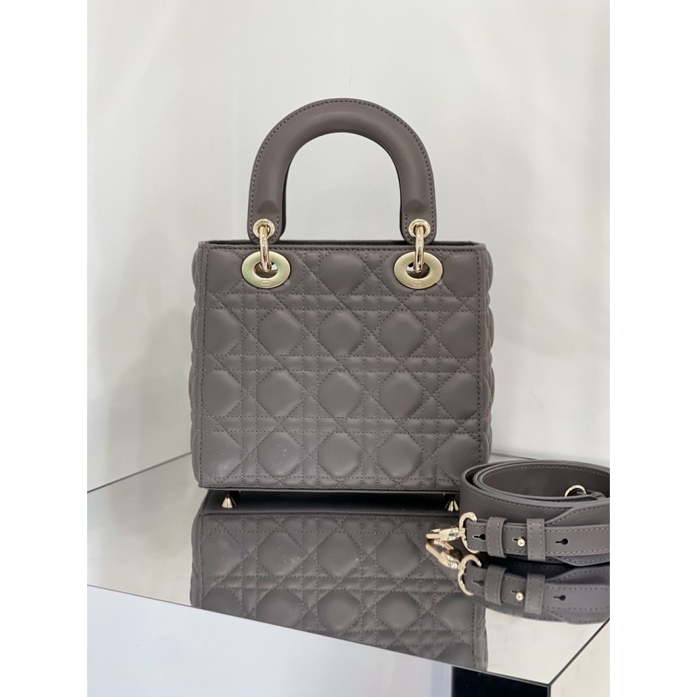 Dior Small Lady Dior My ABCDior Bag in Steel Grey Lambskin