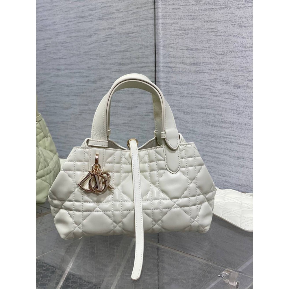 Dior Toujours Small Bag in White Macrocannage Calfskin